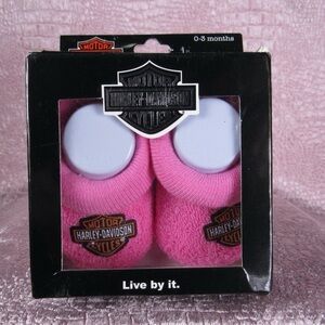 Harley Davidson Baby booties, Pink Booties